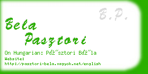 bela pasztori business card